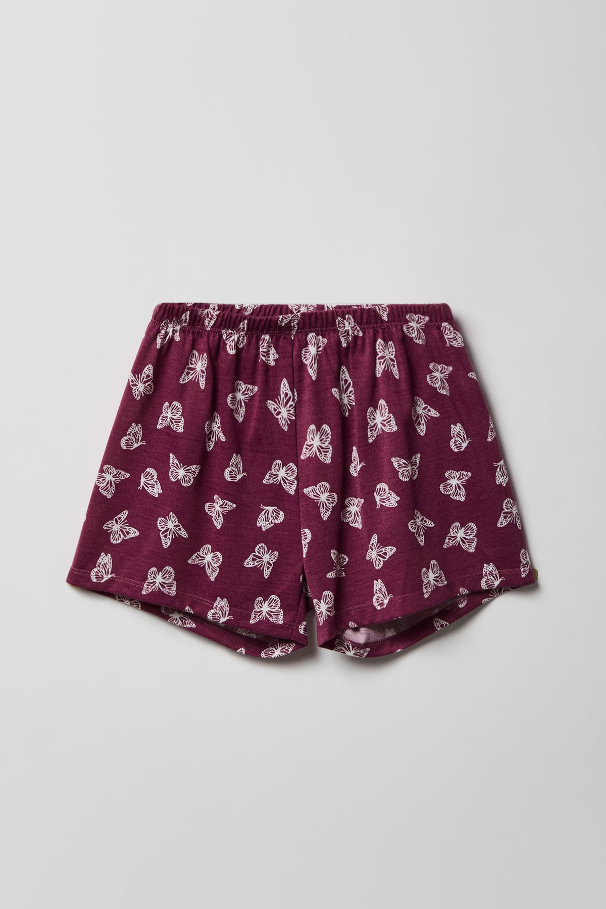 Alt View 4. Girls Button-Up Top & Short Pajama Set - Burgundy