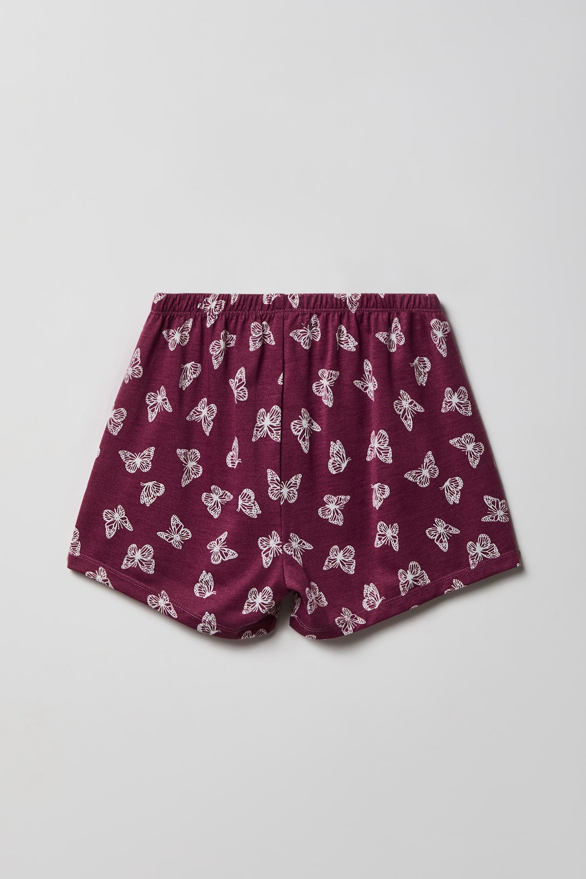 Alt View 5. Girls Button-Up Top & Short Pajama Set - Burgundy