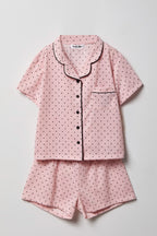 Girls Button-Up Top & Short Pajama Set