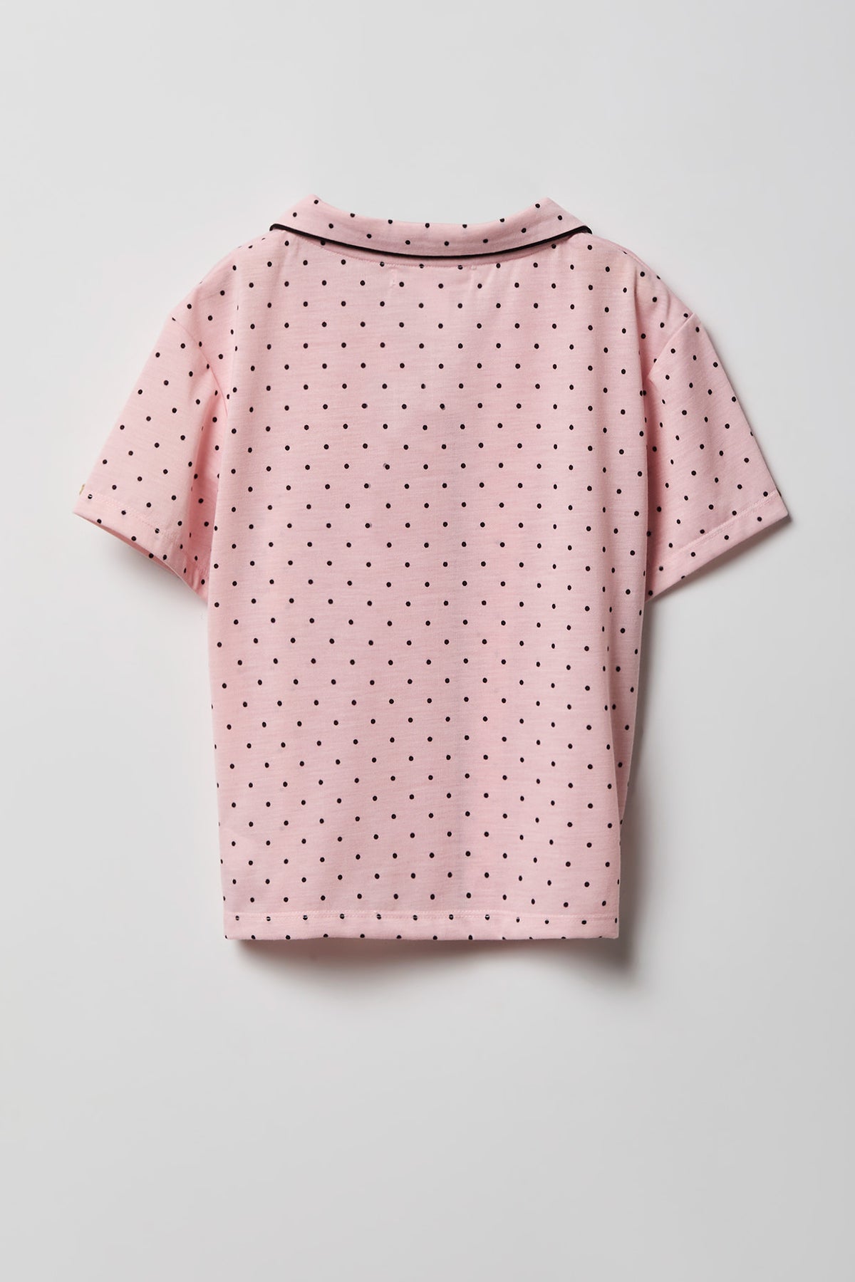 Alt View 3. Girls Button-Up Top & Short Pajama Set - Pink