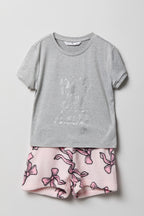 Girls Graphic T-Shirt & Plush Short Pajama Set