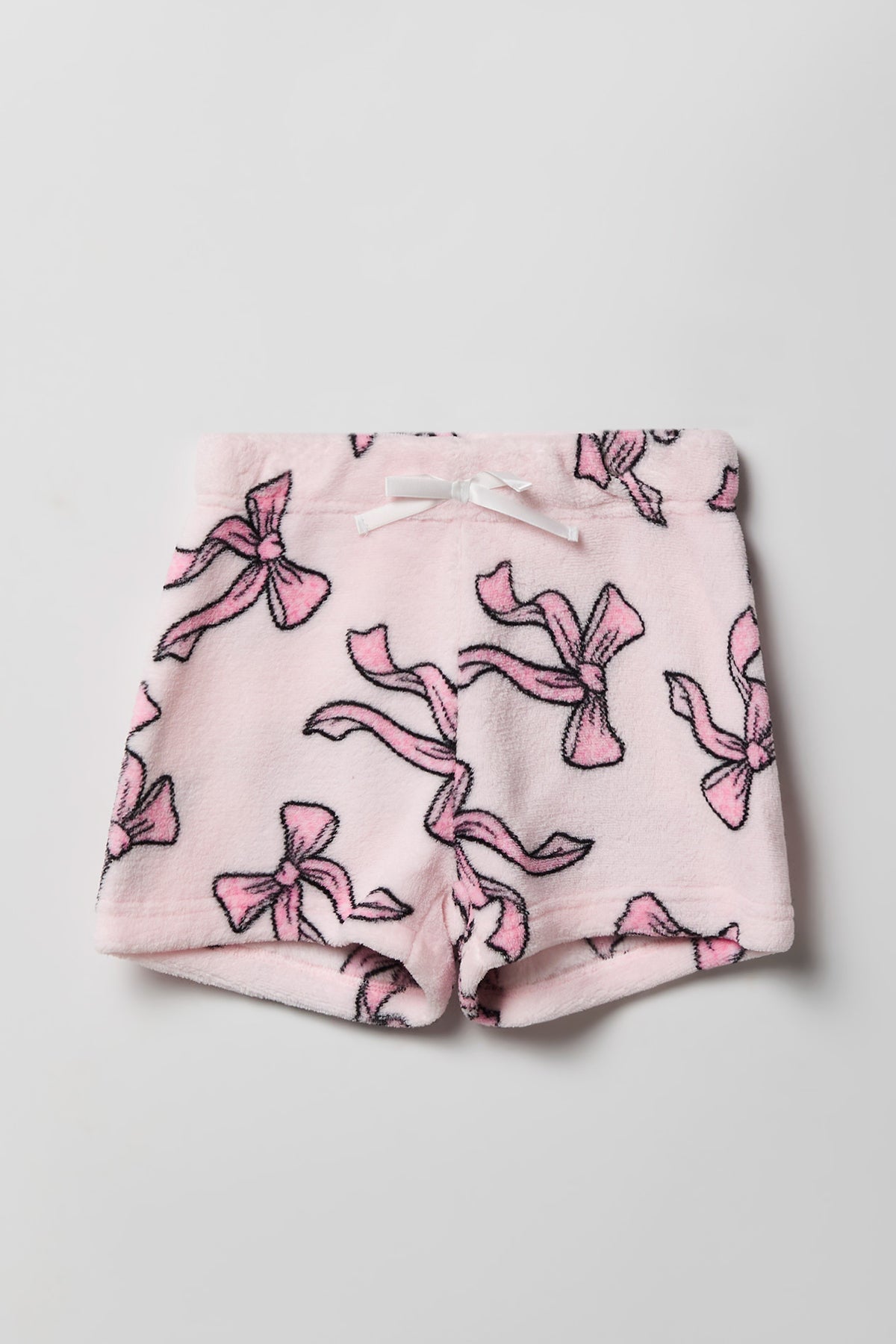 Alt View 4. Girls Graphic T-Shirt & Plush Short Pajama Set - Heather Grey