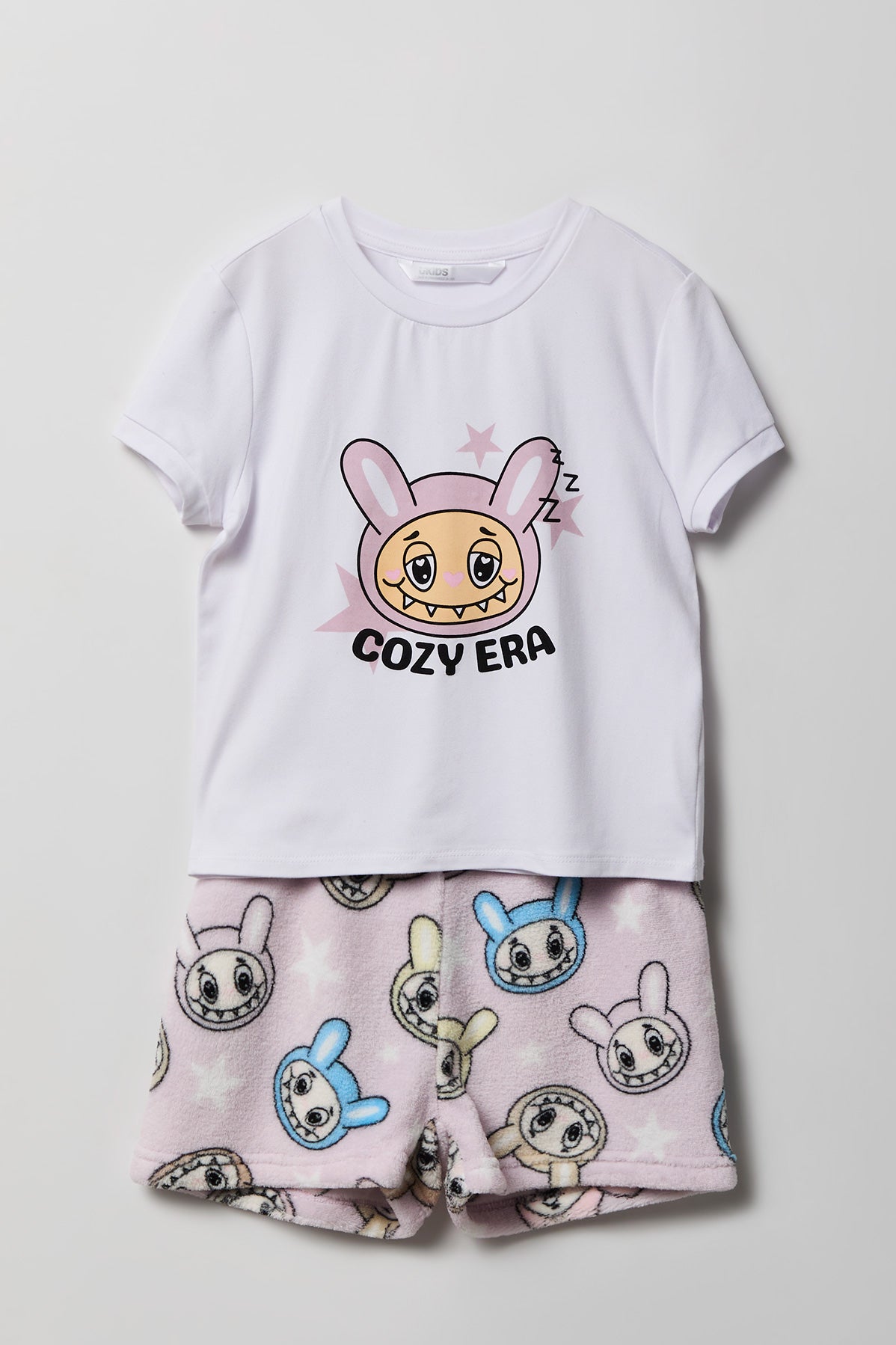 Ensemble pyjama avec t-shirt imprimé et short en peluche pour fille
