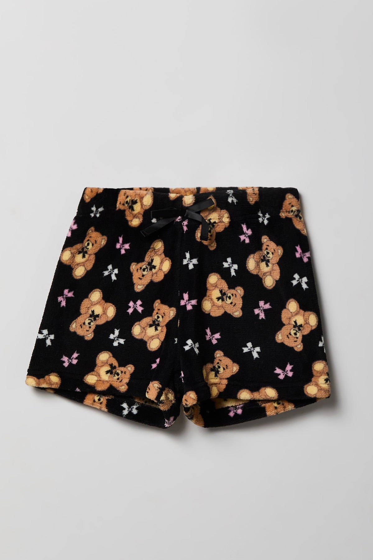 Vue alternative 4. Ensemble pyjama avec t-shirt imprimé et short en peluche pour fille
