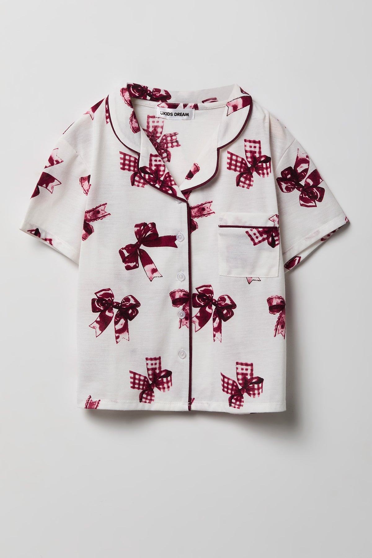 Alt View 2. Girls Button-Up Top & Short Pajama Set - Ivory