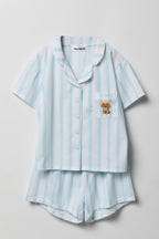 Girls Button-Up Top & Short Pajama Set