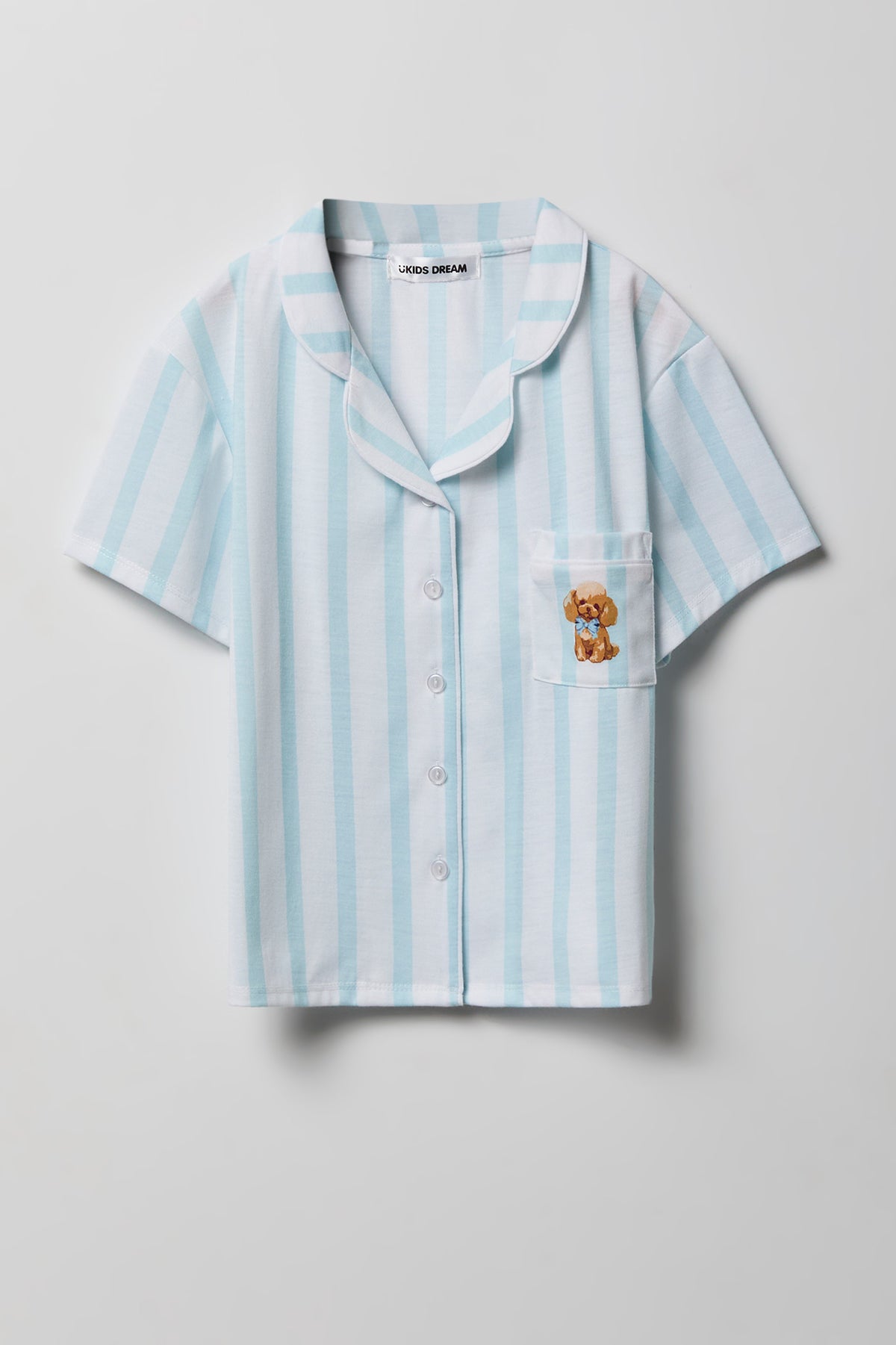 Alt View 2. Girls Button-Up Top & Short Pajama Set - Blue