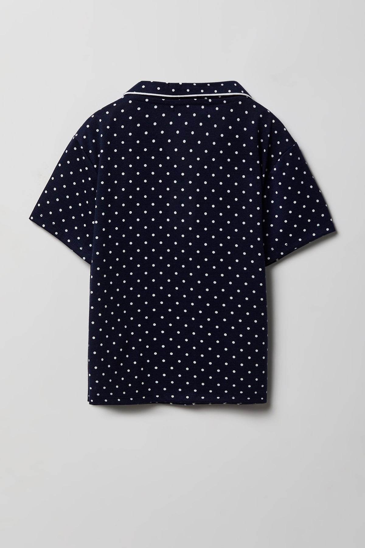 Alt View 3. Girls Button-Up Top & Short Pajama Set - Navy