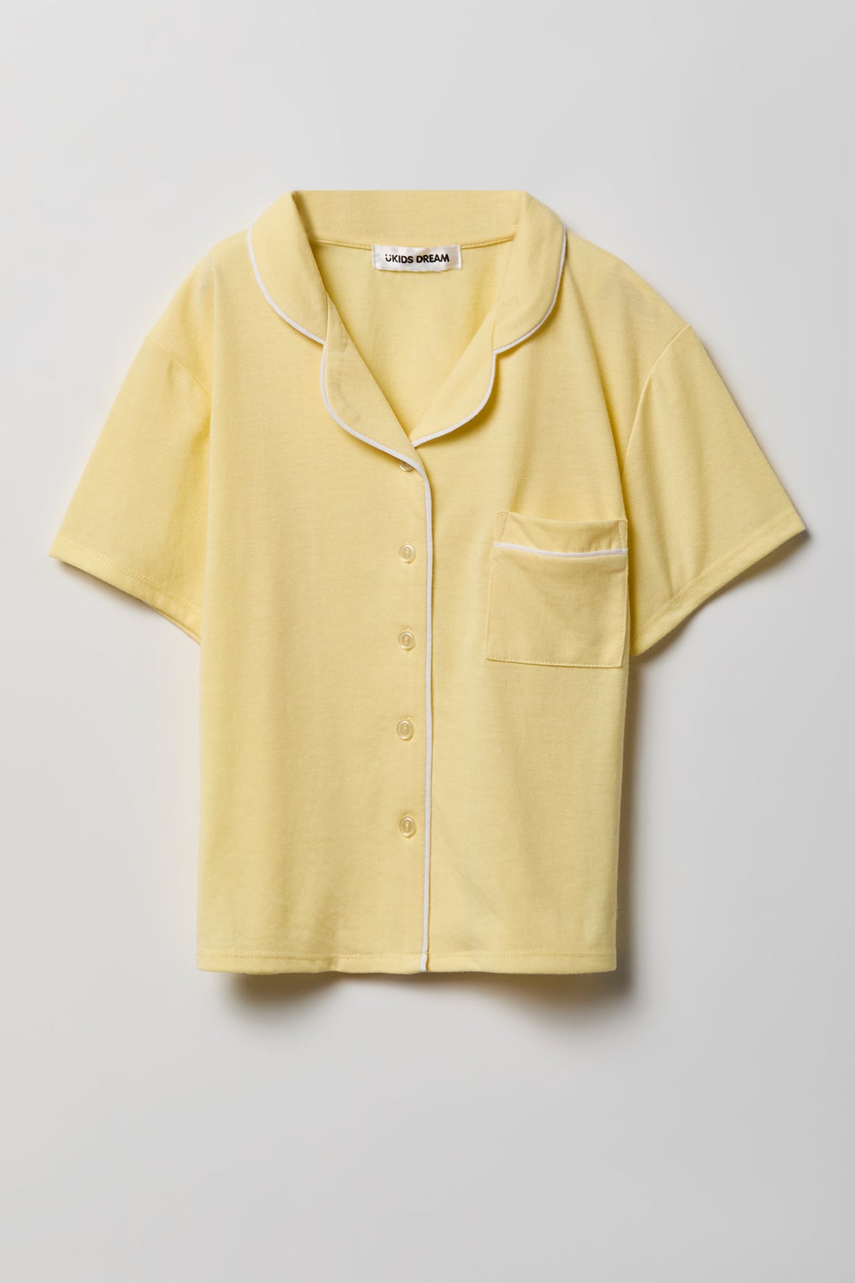 Alt View 2. Girls Button-Up Top & Short Pajama Set - Yellow