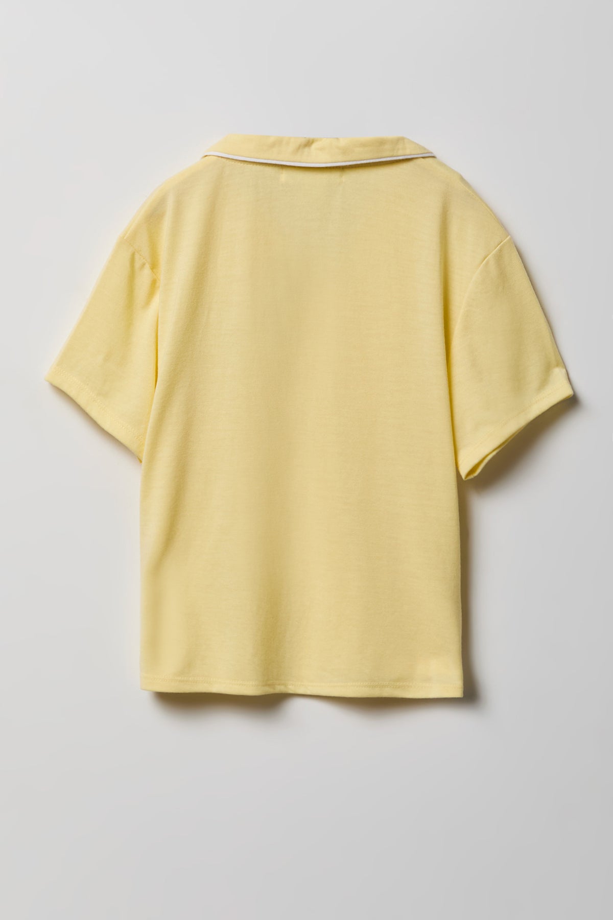 Alt View 3. Girls Button-Up Top & Short Pajama Set - Yellow