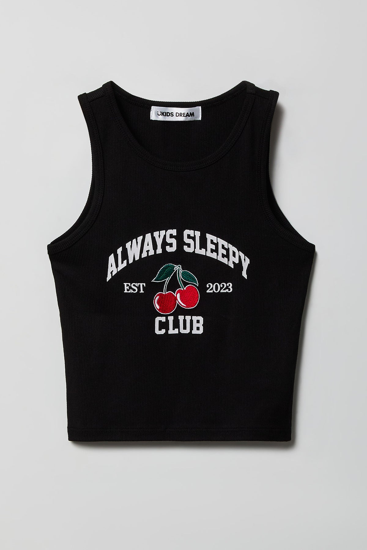 Alt View 2. Girls Ribbed Graphic Tank & Pajama Pant Set - Black