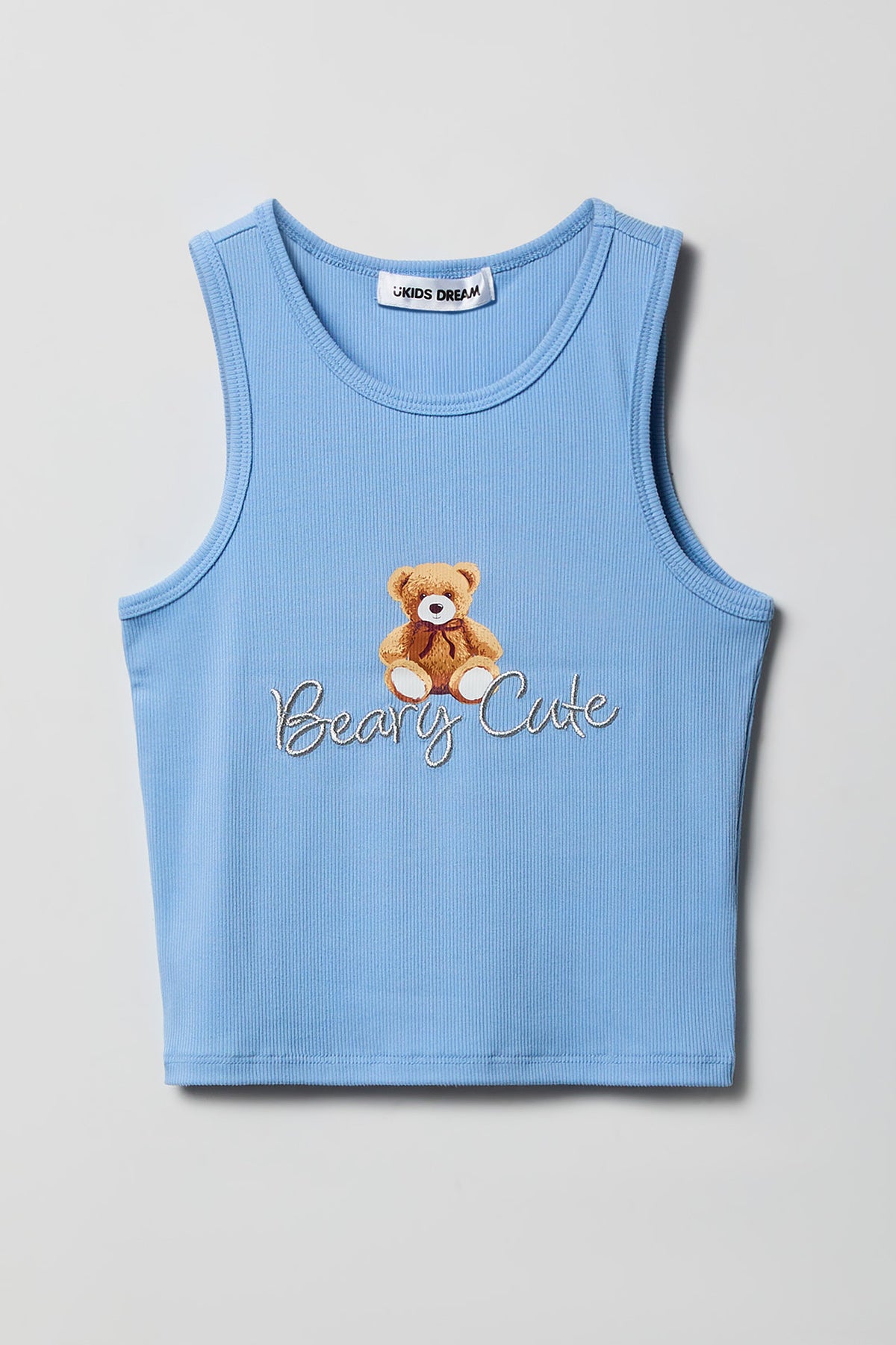 Alt View 2. Girls Ribbed Graphic Tank & Pajama Pant Set - Blue