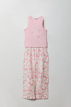 Girls Ribbed Graphic Tank & Pajama Pant Set