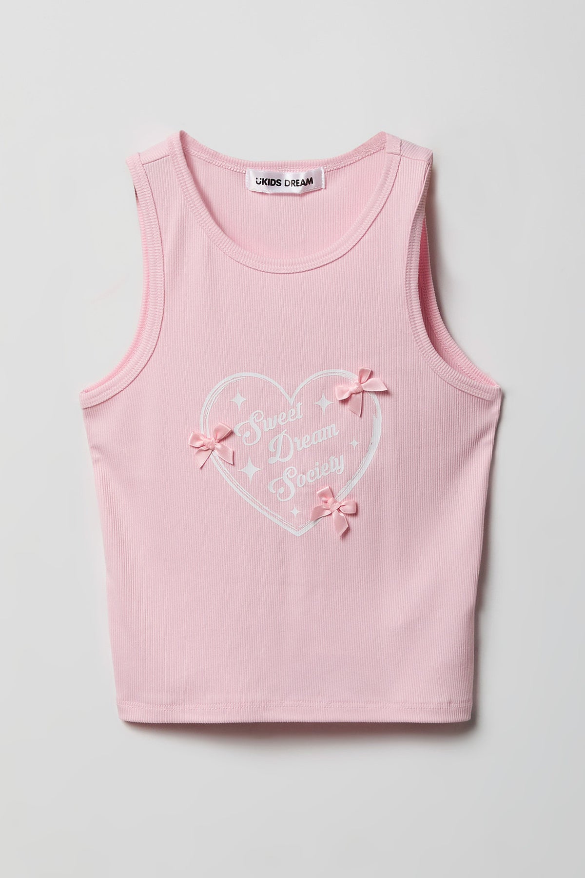 Alt View 2. Girls Ribbed Graphic Tank & Pajama Pant Set - Pink