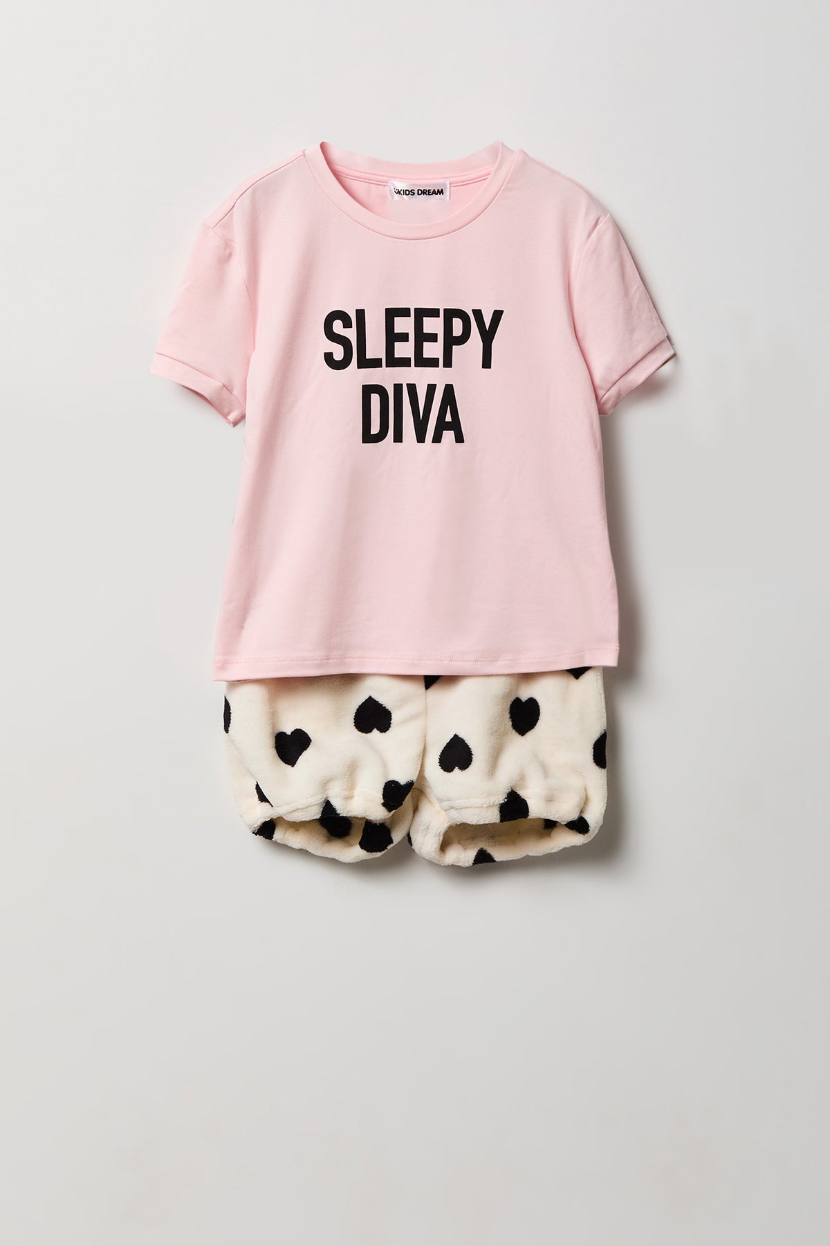 Ensemble pyjama avec t-shirt imprimé et short en peluche pour fille