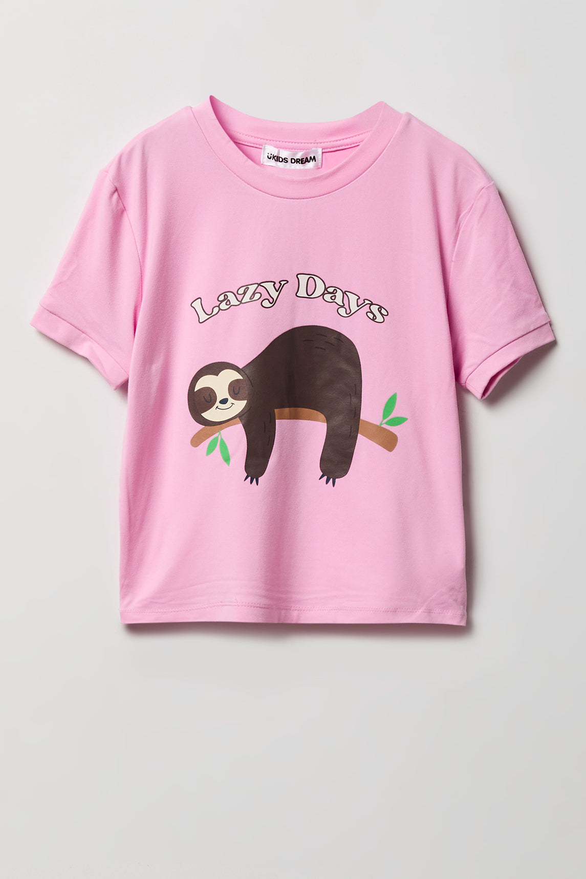 Alt View 2. Girls Graphic T-Shirt & Plush Short Pajama Set - Ivory
