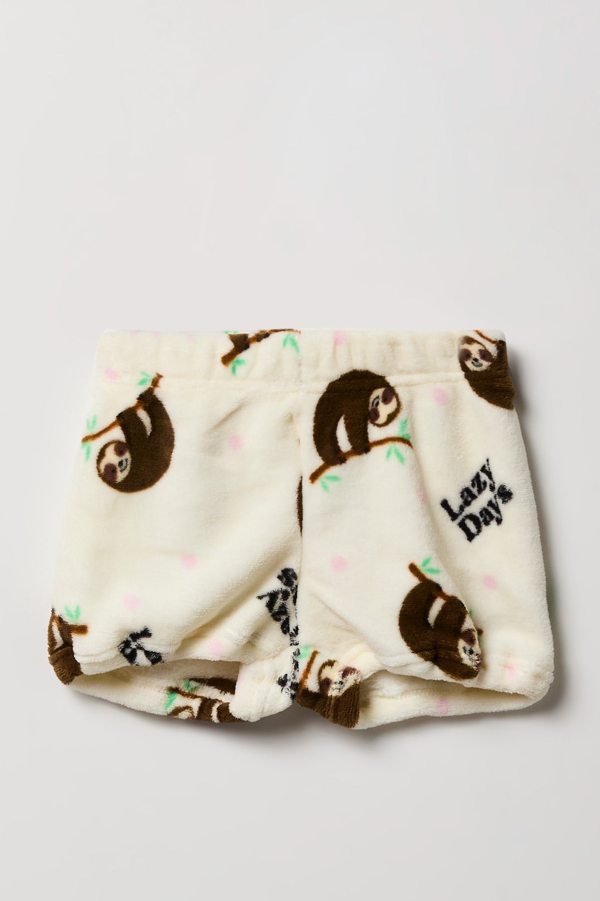 Alt View 4. Girls Graphic T-Shirt & Plush Short Pajama Set - Ivory