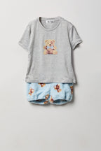 Ensemble pyjama avec t-shirt imprimé et short en peluche pour fille