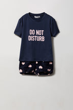 Ensemble pyjama avec t-shirt imprimé et short en peluche pour fille