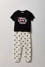 Ensemble pyjama avec t-shirt imprimé et pantalon en peluche pour fille