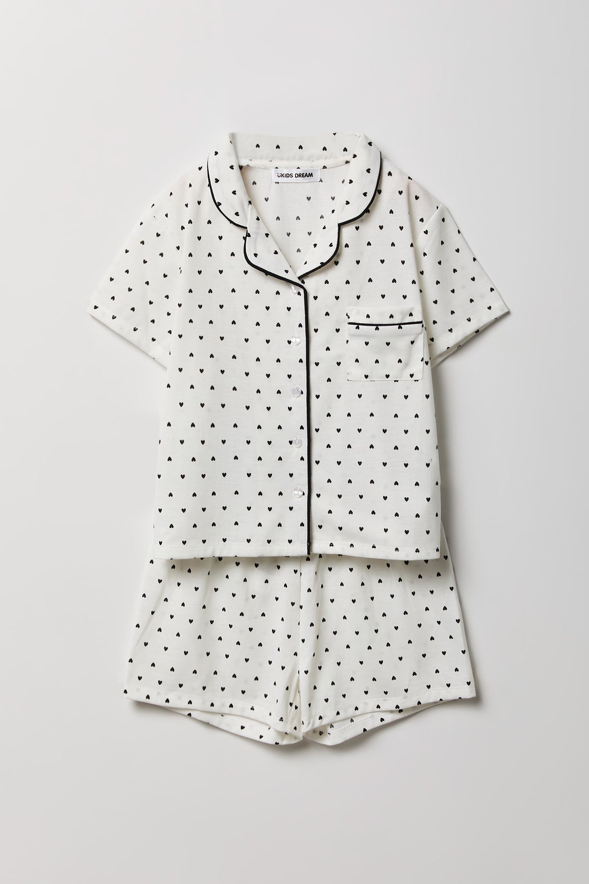 Ensemble pyjama avec haut boutonné et short pour fille