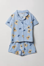 Ensemble pyjama avec haut boutonné et short pour fille