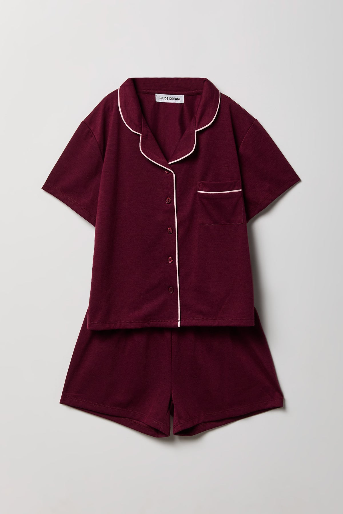 Ensemble pyjama avec haut boutonné et short pour fille