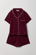 Ensemble pyjama avec haut boutonné et short pour fille