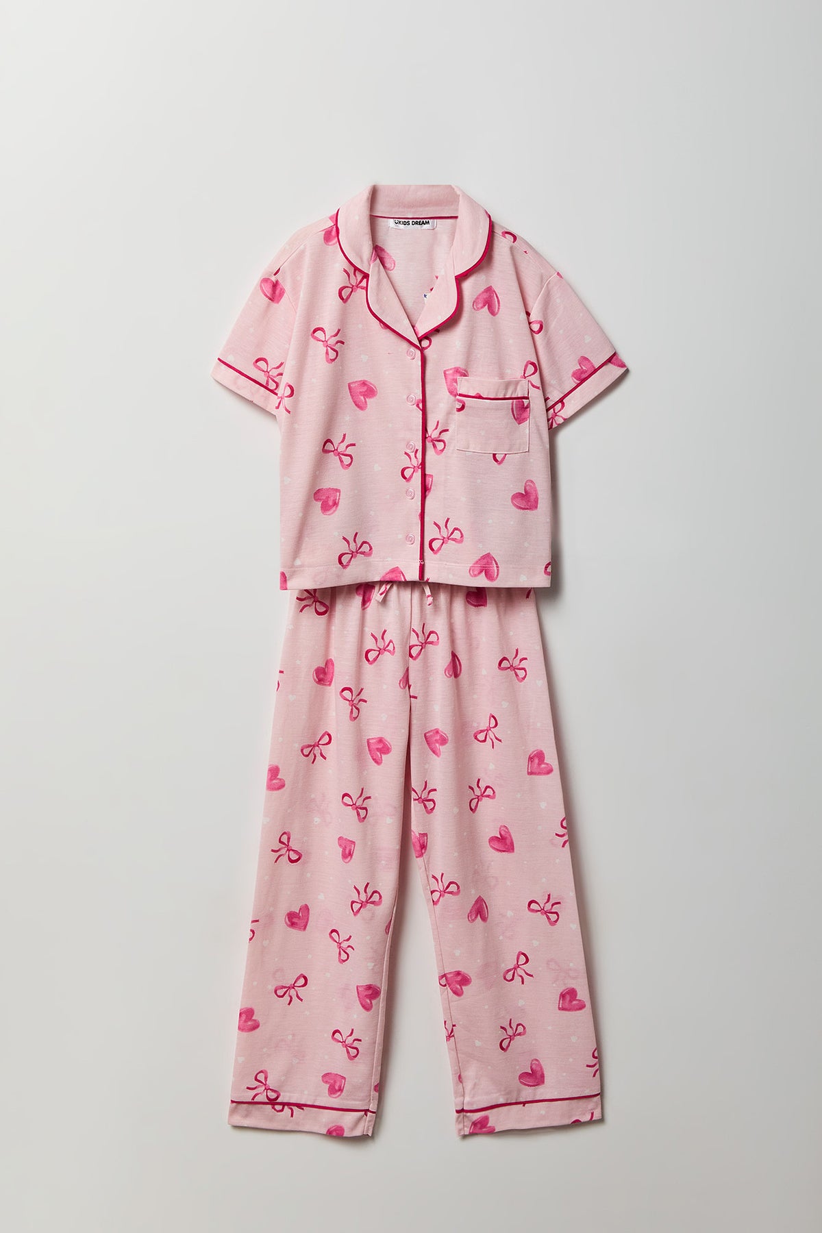 Ensemble pyjama avec haut boutonné et pantalon pour fille