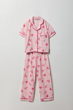Ensemble pyjama avec haut boutonné et pantalon pour fille
