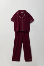 Ensemble pyjama avec haut boutonné et pantalon pour fille