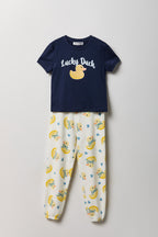 Girls Graphic T-Shirt & Plush Pant Pajama Set
