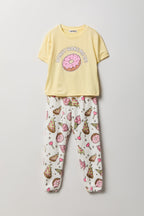Ensemble pyjama avec t-shirt imprimé et pantalon en peluche pour fille