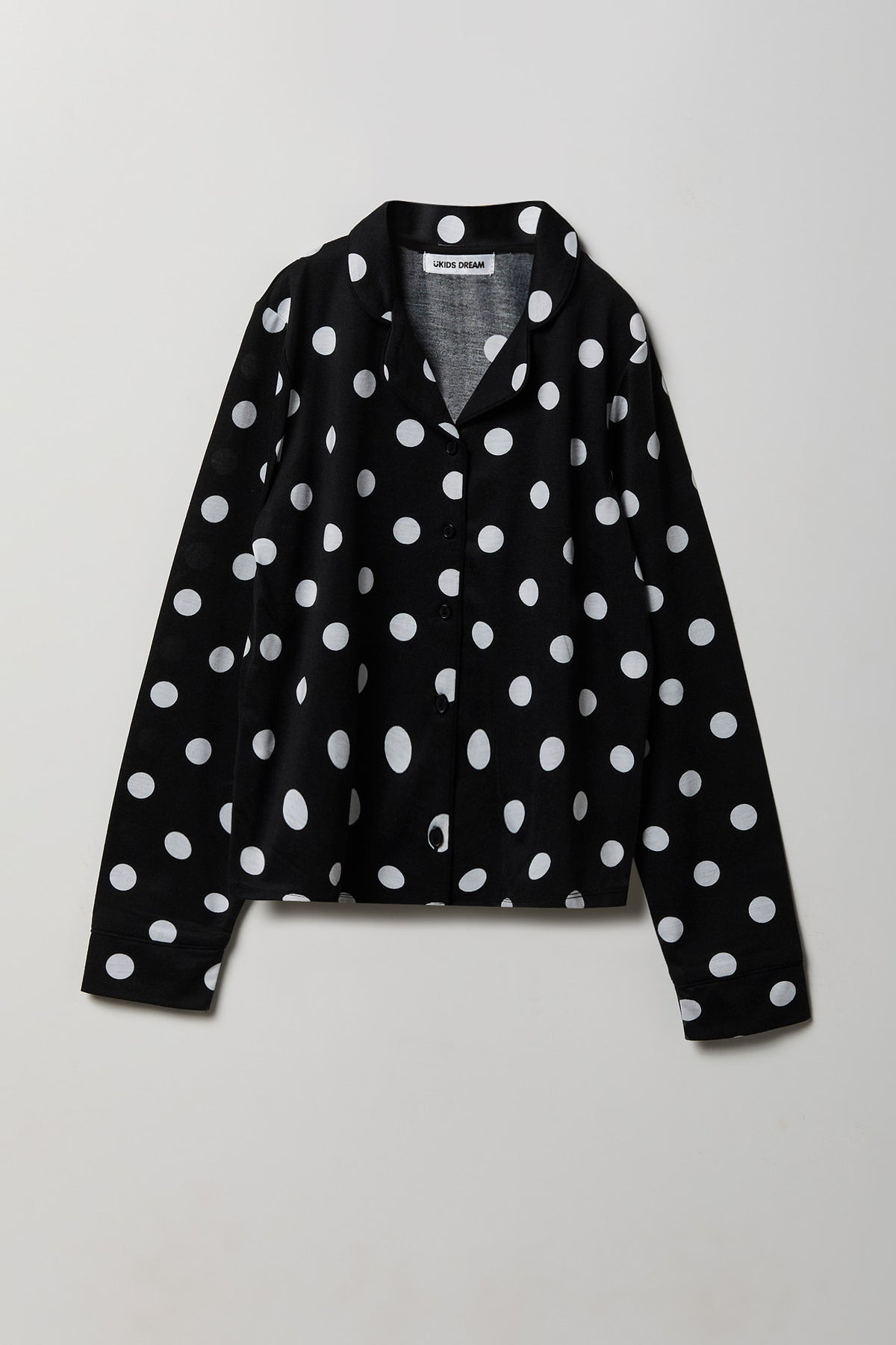Alt View 2. Girls Button-Up Long Sleeve Top & Pant Pajama Set - Black