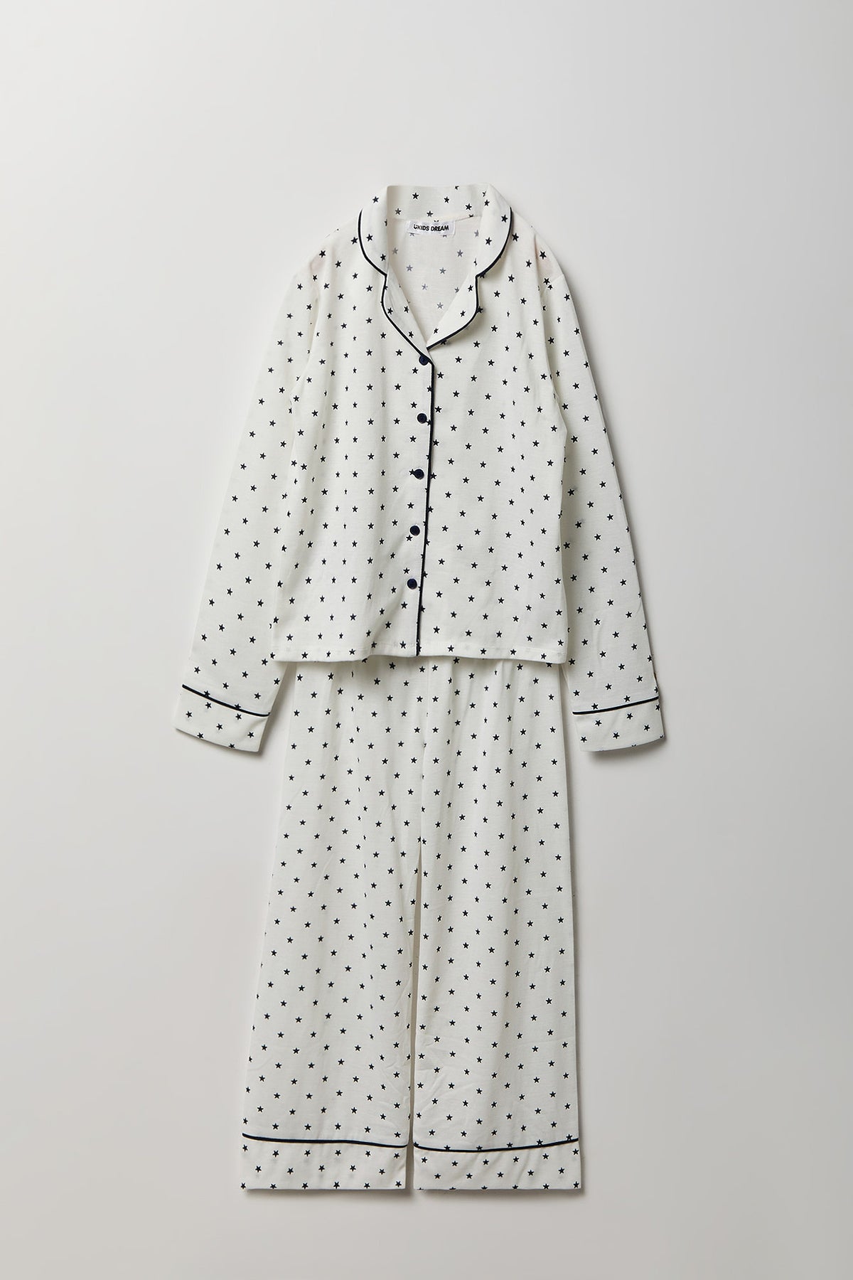 Girls Button-Up Long Sleeve Top & Pant Pajama Set - White
