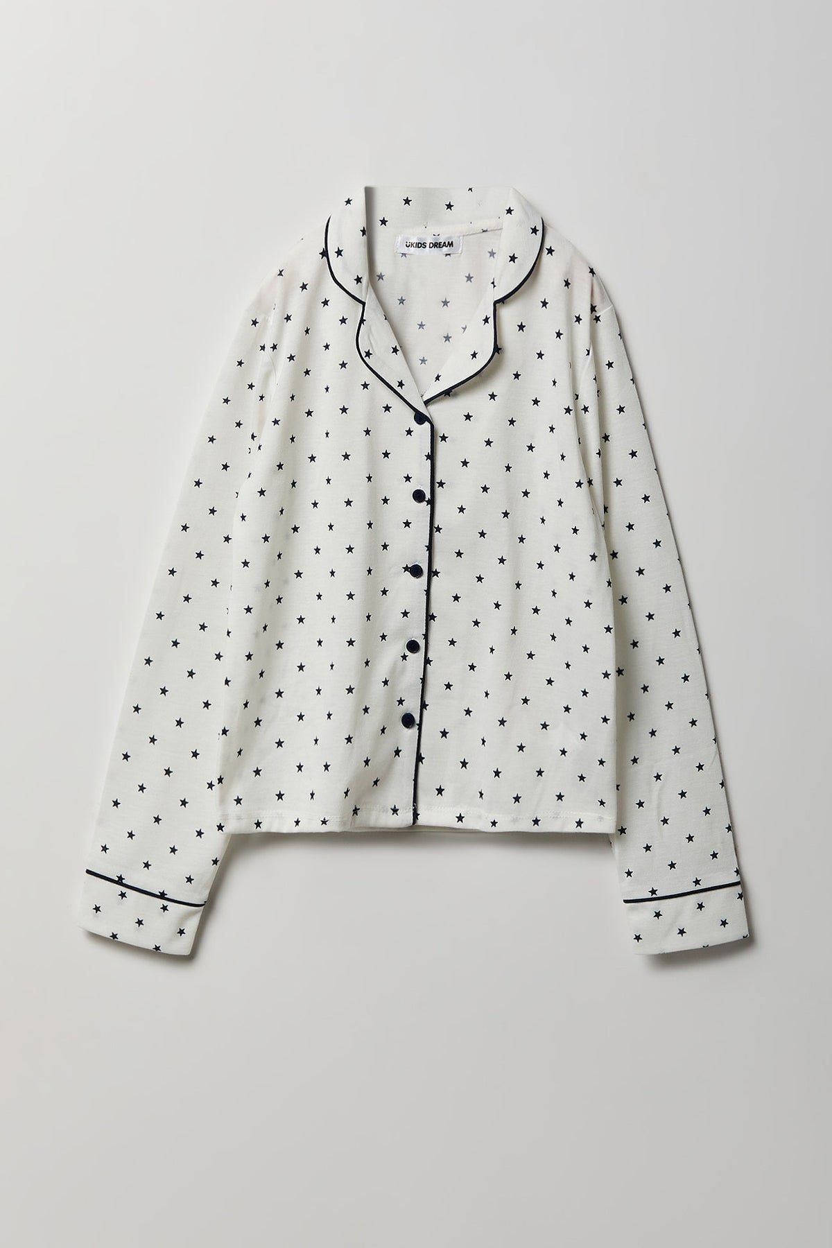 Alt View 2. Girls Button-Up Long Sleeve Top & Pant Pajama Set - White