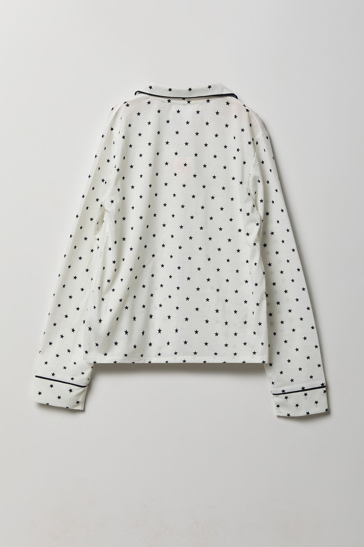 Alt View 3. Girls Button-Up Long Sleeve Top & Pant Pajama Set - White