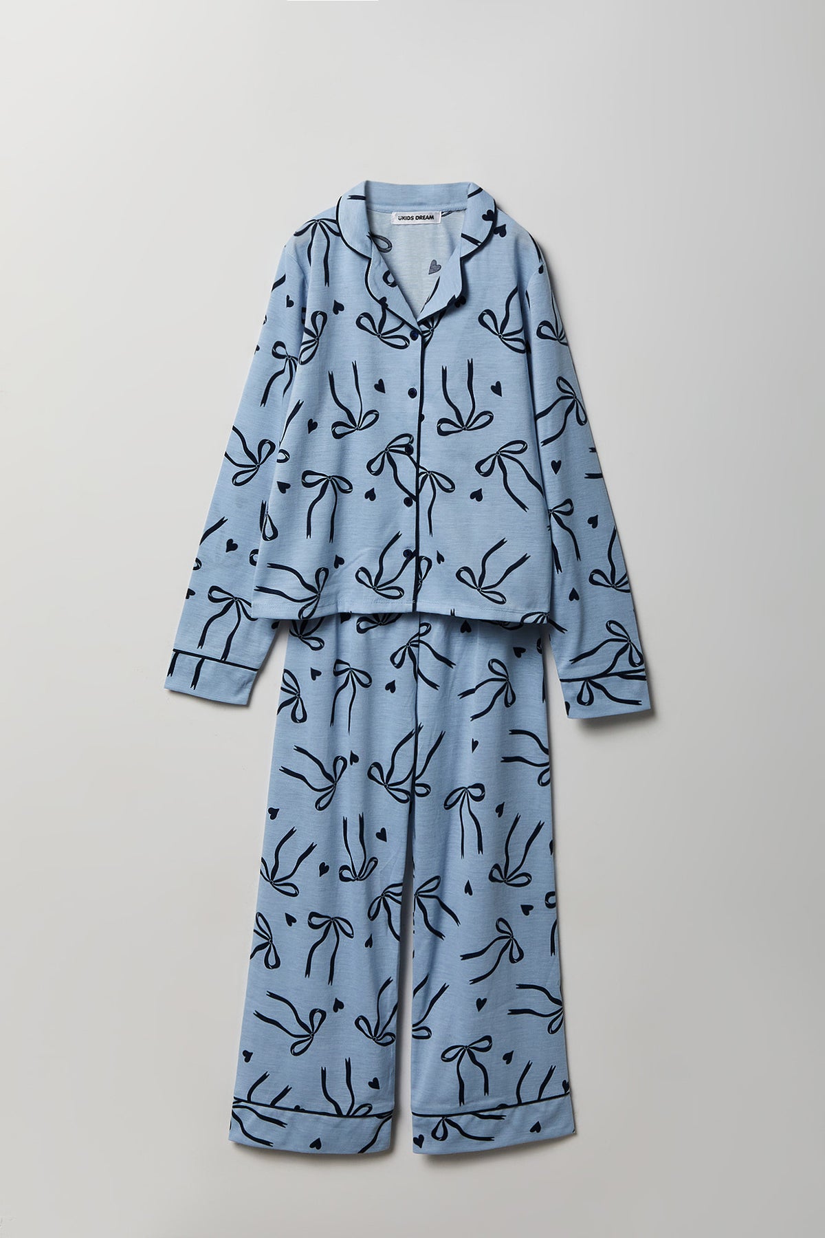 Girls Button-Up Long Sleeve Top & Pant Pajama Set - Blue