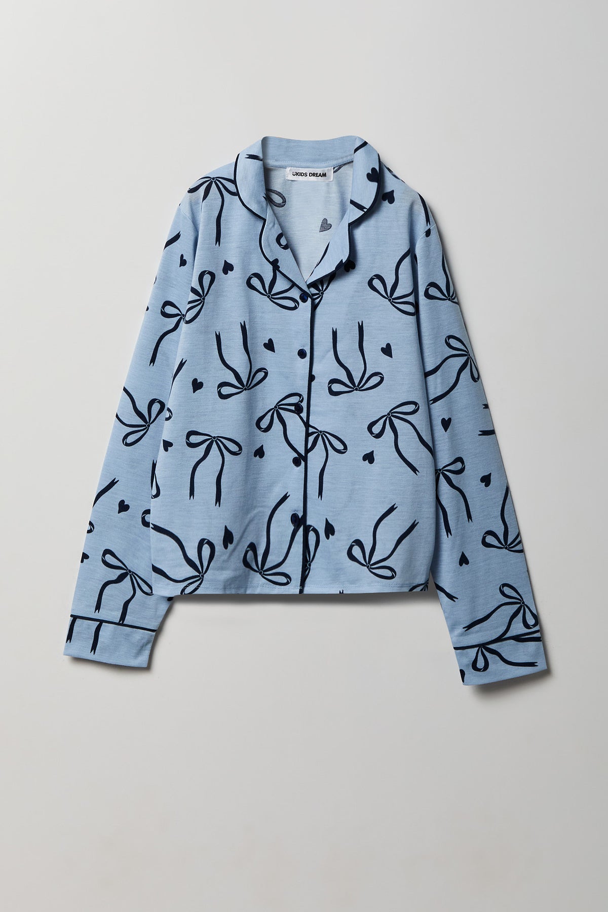 Alt View 2. Girls Button-Up Long Sleeve Top & Pant Pajama Set - Blue
