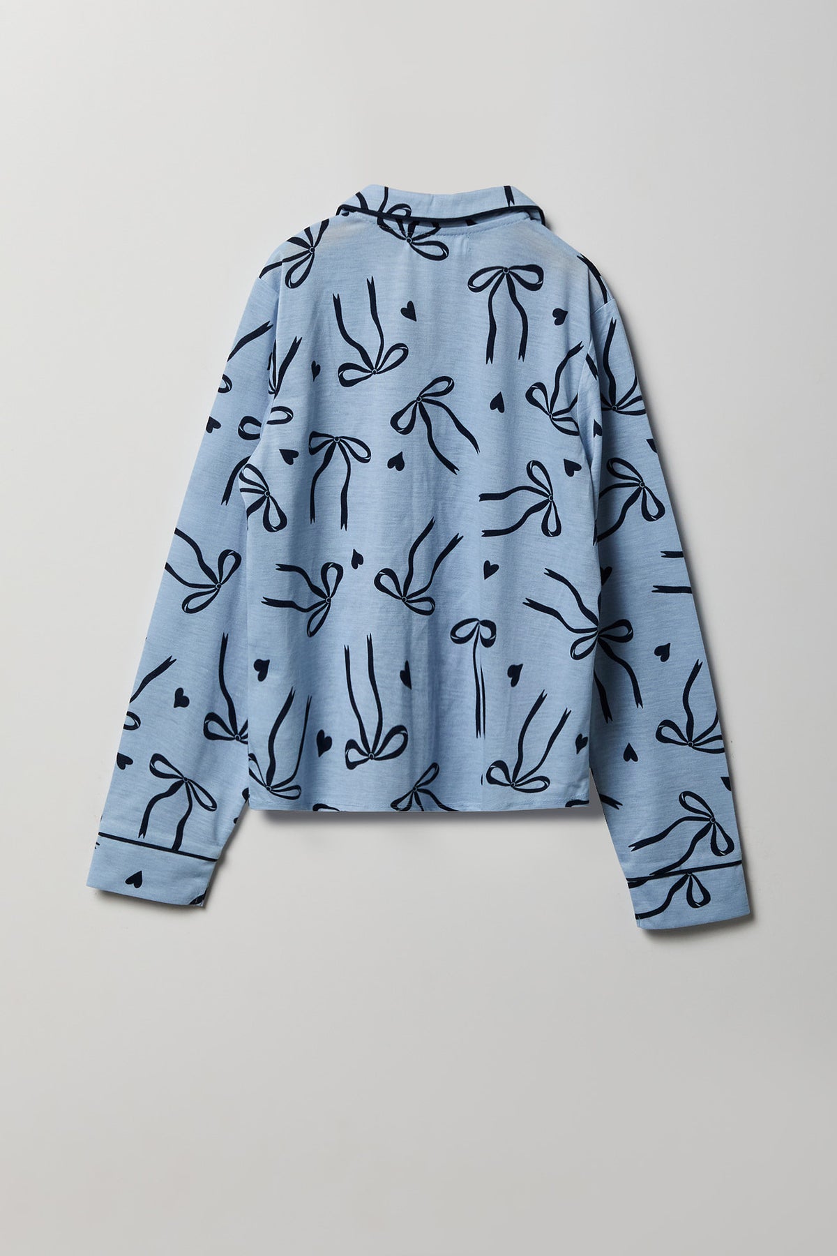 Alt View 3. Girls Button-Up Long Sleeve Top & Pant Pajama Set - Blue