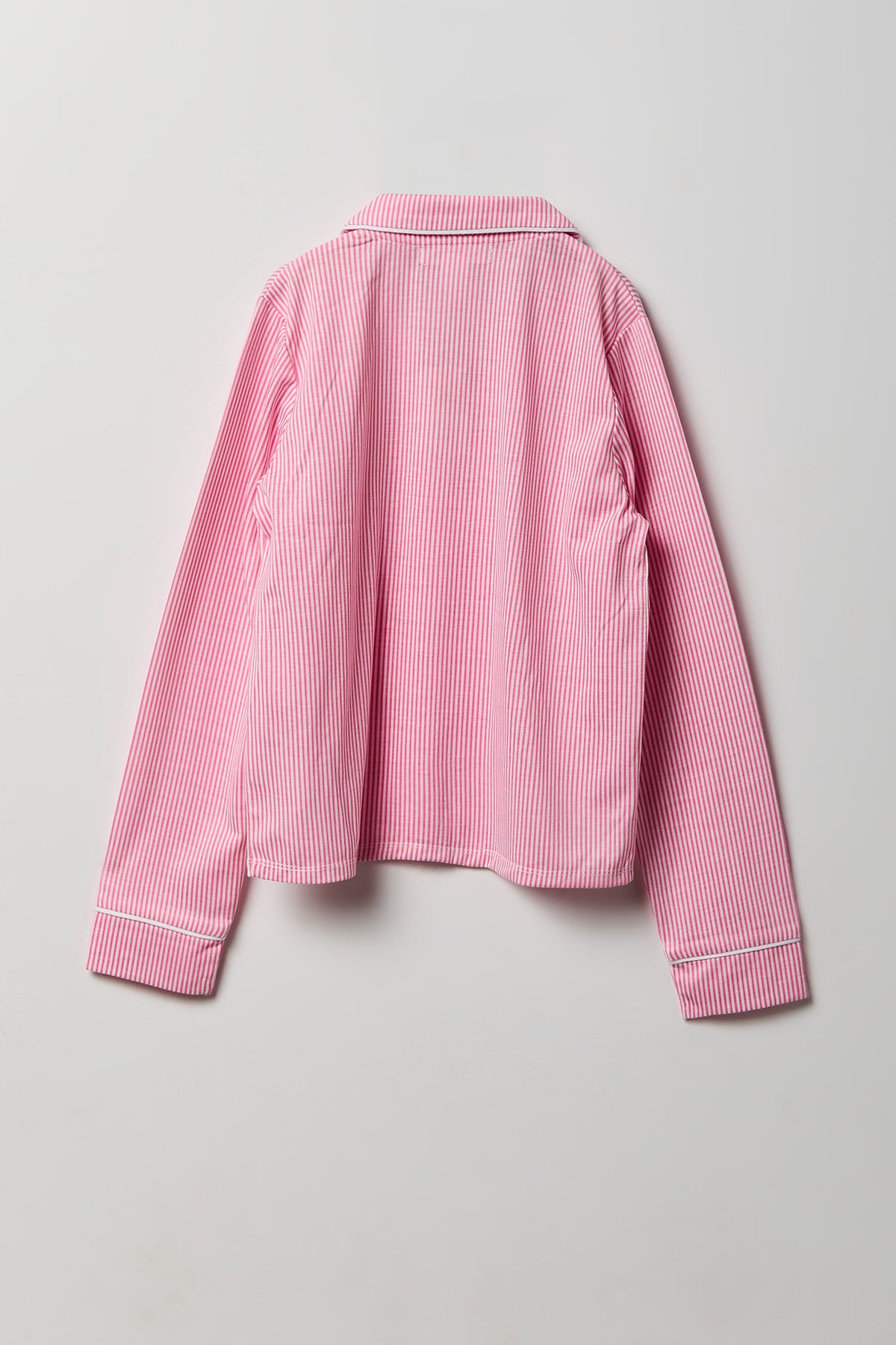 Alt View 3. Girls Button-Up Long Sleeve Top & Pant Pajama Set - Pink