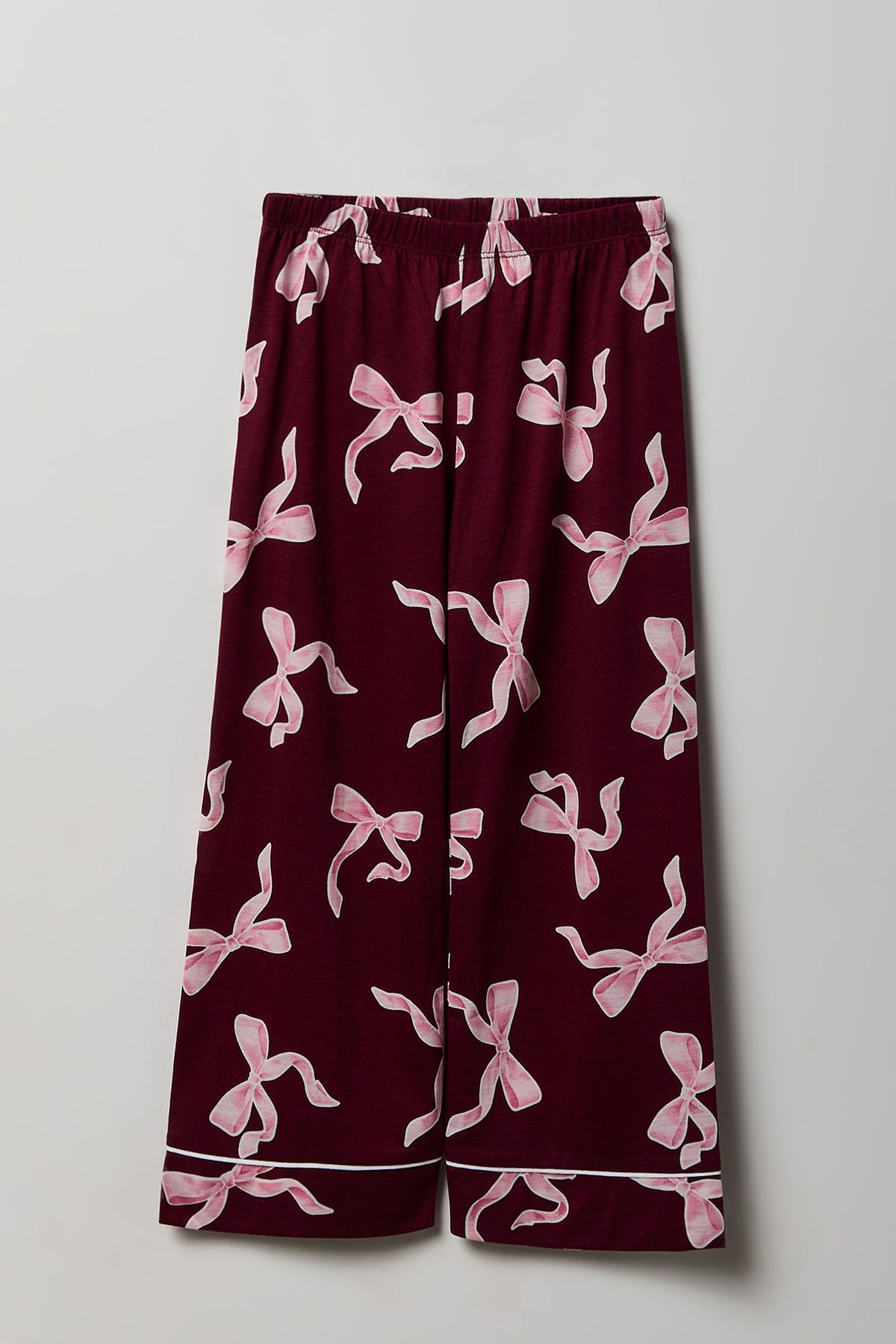 Alt View 4. Girls Button-Up Long Sleeve Top & Pant Pajama Set - Burgundy
