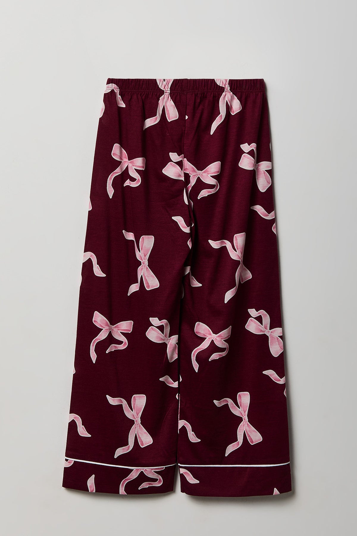 Alt View 5. Girls Button-Up Long Sleeve Top & Pant Pajama Set - Burgundy