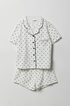 Ensemble pyjama avec haut boutonné et short pour fille