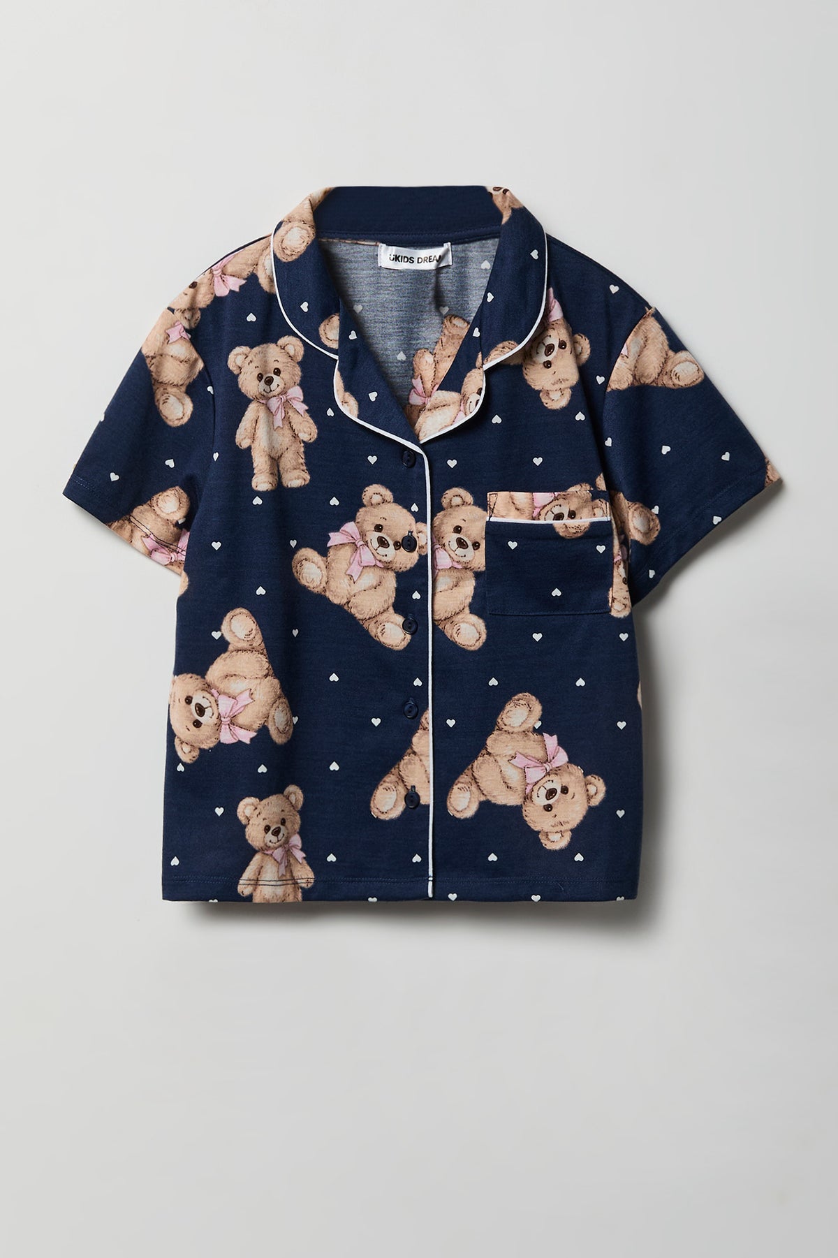 Vue alternative 2. Ensemble pyjama avec haut boutonné et short pour fille