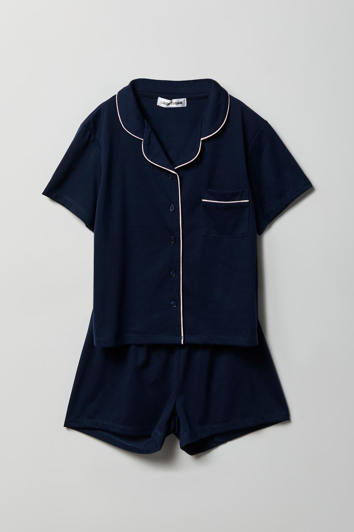 Ensemble pyjama avec haut boutonné et short pour fille