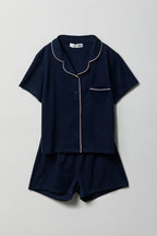 Ensemble pyjama avec haut boutonné et short pour fille