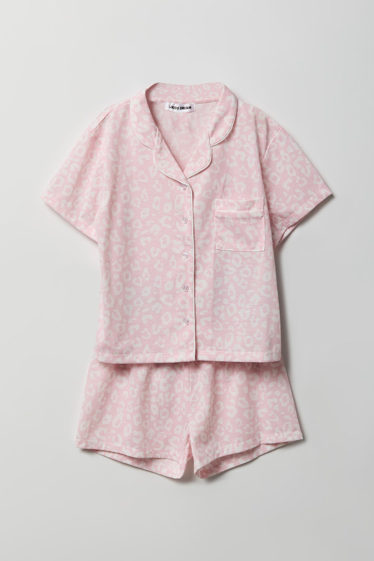 Ensemble pyjama avec haut boutonné et short pour fille