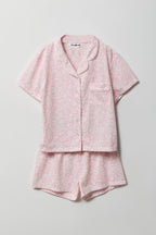 Ensemble pyjama avec haut boutonné et short pour fille