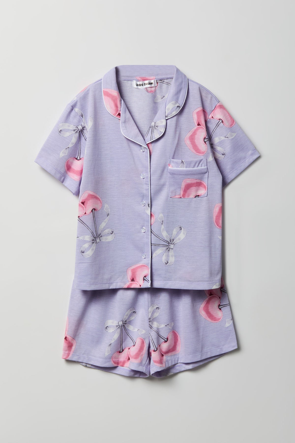 Ensemble pyjama avec haut boutonné et short pour fille